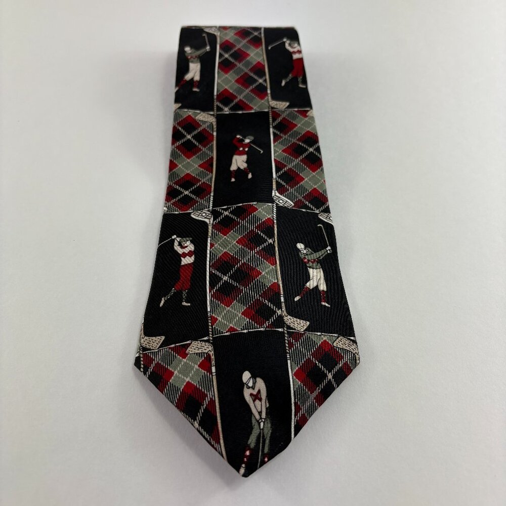 Vintage Resilio Black / Red Men's Golf Tie 4" x 58 1/2"